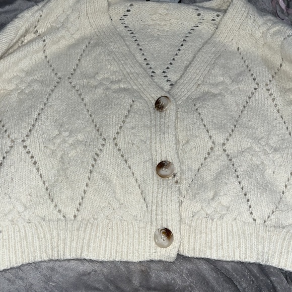 Lulu’s | Straight to the Point Cream Pointelle Knit Cardigan Sweater | small - Picture 7 of 13